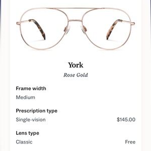 Warby Parker York prescription glasses